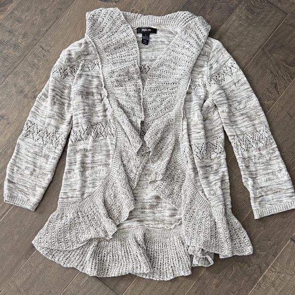 Style & Co. Heather Gray Ruffled Cardigan - Picture 1 of 4